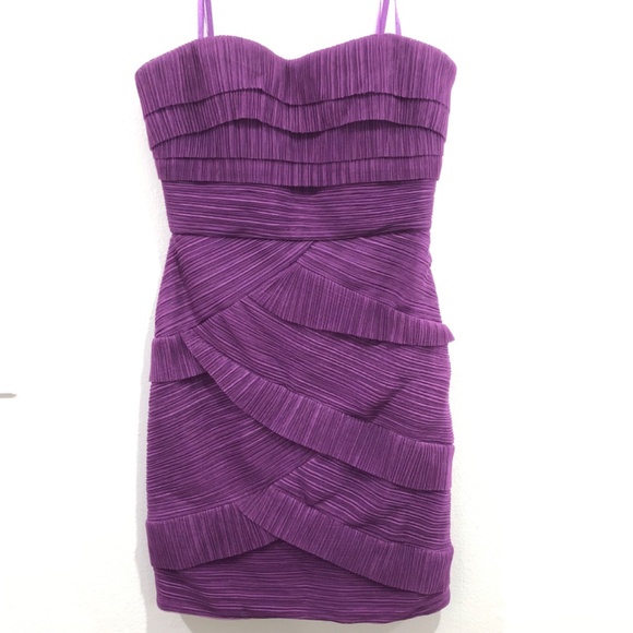 Like new BCBGMaxAzria cocktail dress strapless dress purple mini dress - Picture 10 of 10